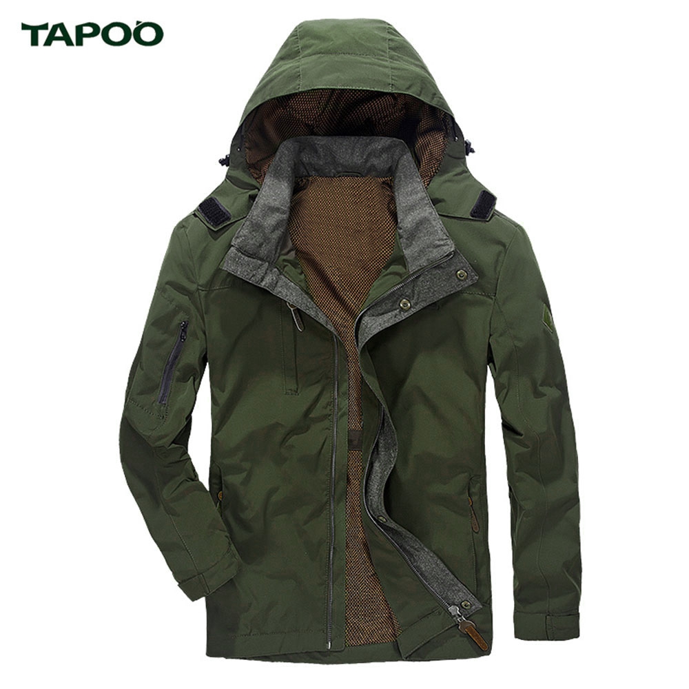 TAPOO CASUAL SOLID COLOR ZIPPER DESIGN MALE HOODED COAT