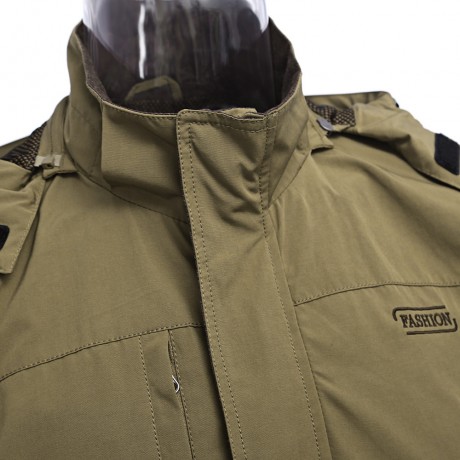 TAPOO CASUAL SOLID COLOR ZIPPER DESIGN MALE HOODED COAT