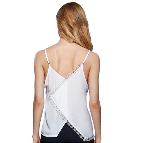 SEXY SPAGHETTI STRAP PURE COLOR CHIFFON ASYMMETRICAL WRAP TOP
