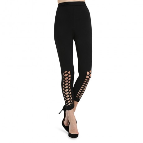 CASUAL HIGH ELASTIC HOLLOW CROSS DESIGN SPORTS PANTS FOR LADIES