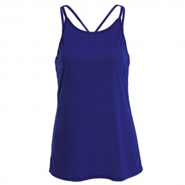 SEXY SPAGHETTI STRAP PURE COLOR CRISS-CROSS LOOSE-FITTING TANK TOP FOR WOMEN