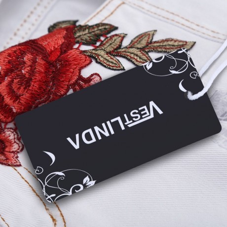 HIGH WAIST HOLLOW OUT EMBROIDERY RIPPED WOMEN SHORTS