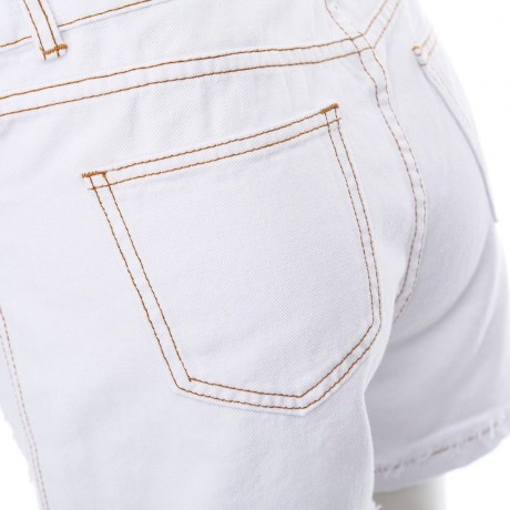 HIGH WAIST HOLLOW OUT EMBROIDERY RIPPED WOMEN SHORTS
