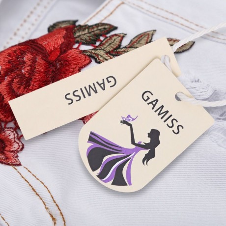 HIGH WAIST HOLLOW OUT EMBROIDERY RIPPED WOMEN SHORTS