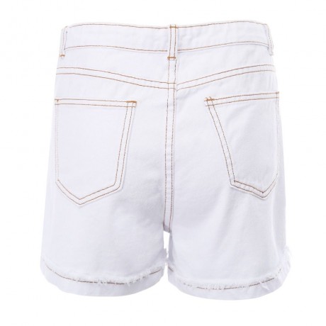 HIGH WAIST HOLLOW OUT EMBROIDERY RIPPED WOMEN SHORTS