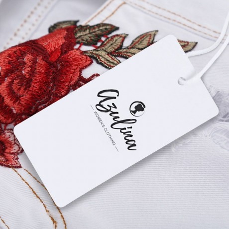 HIGH WAIST HOLLOW OUT EMBROIDERY RIPPED WOMEN SHORTS