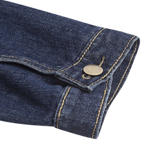 POCKETS EMBELLISHED TURN-DOWN COLLAR DENIM JECKET