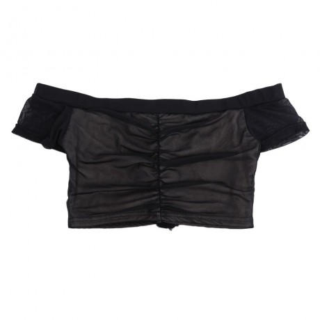 SEXY OFF THE SHOULDER TIE FRINGED RUCHED WOMEN CROP TOP