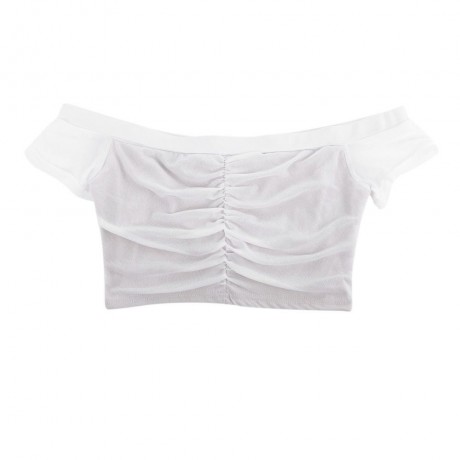 SEXY OFF THE SHOULDER TIE FRINGED RUCHED WOMEN CROP TOP