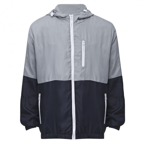 CASUAL THIN COLOR BLOCK ZIPPER DESIGN LONG SLEEVE HOODIES FOR MALE