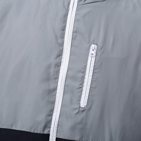 CASUAL THIN COLOR BLOCK ZIPPER DESIGN LONG SLEEVE HOODIES FOR MALE