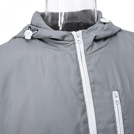 CASUAL THIN COLOR BLOCK ZIPPER DESIGN LONG SLEEVE HOODIES FOR MALE