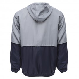 CASUAL THIN COLOR BLOCK ZIPPER DESIGN LONG SLEEVE HOODIES FOR MALE