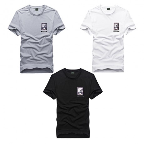 TAPOO PATTERN PRINTED ROUND NECK SHORT SLEEVE MALE SHIRT
