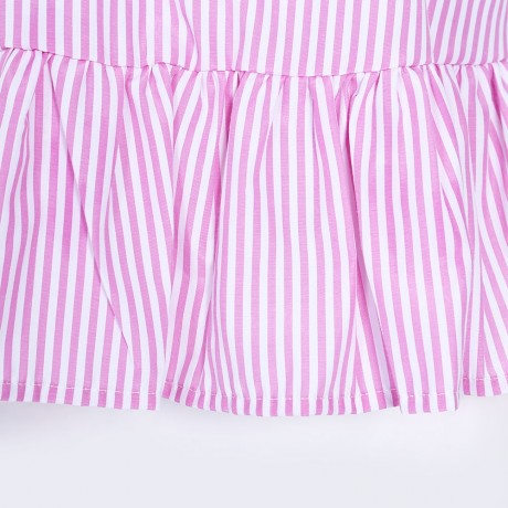 STYLISH ROUND COLLAR SHORT SLEEVE TIE RUFFLED WOMEN BLOUSE