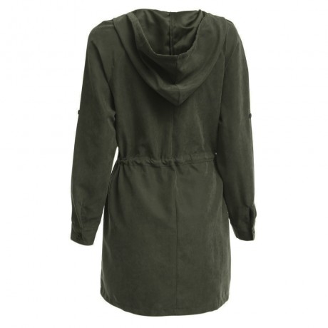 TRENDY HOODED LONG SLEEVE PURE COLOR WOMEN COAT