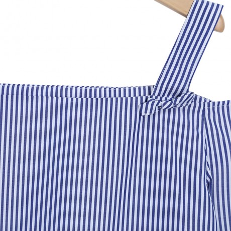 SPAGHETTI STRAP LONG SLEEVE VERTICAL STRIPE WOMEN BLOUSE