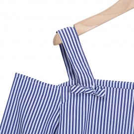 SPAGHETTI STRAP LONG SLEEVE VERTICAL STRIPE WOMEN BLOUSE