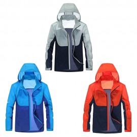 TAPOO CASUAL NEW STYLE LETTER PRINT COLOR BLOCK MALE HOODED ULTRA THIN COAT