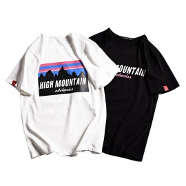 HIGH MOUNTAIN LETTER PRINT ROUND NECK MALE T SHIRT