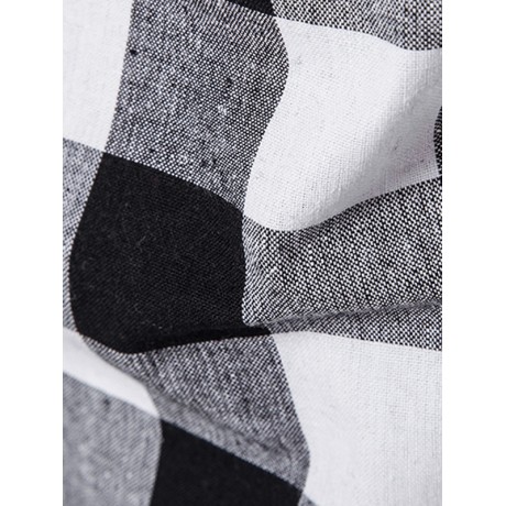 PU LEATHER PANEL SIDE ZIP UP PLAID LONGLINE T-SHIRT