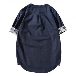 LOOSE FLORAL PRINT BUTTON CLOSURE MEN SHORT SLEEVE SHIRT