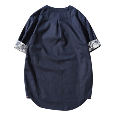 LOOSE FLORAL PRINT BUTTON CLOSURE MEN SHORT SLEEVE SHIRT