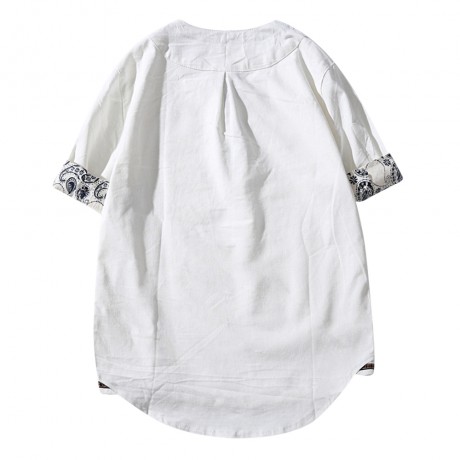 LOOSE FLORAL PRINT BUTTON CLOSURE MEN SHORT SLEEVE SHIRT