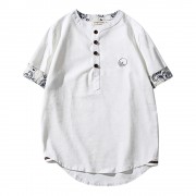 LOOSE FLORAL PRINT BUTTON CLOSURE MEN SHORT SLEEVE SHIRT