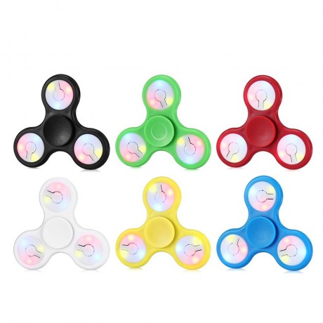 MULTI-COLOR PUSH BUTTON LED TRI-WING ABS FIDGET SPINNER WITH THREE FLASHING MODES FUNNY ST