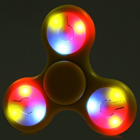 MULTI-COLOR PUSH BUTTON LED TRI-WING ABS FIDGET SPINNER WITH THREE FLASHING MODES FUNNY ST