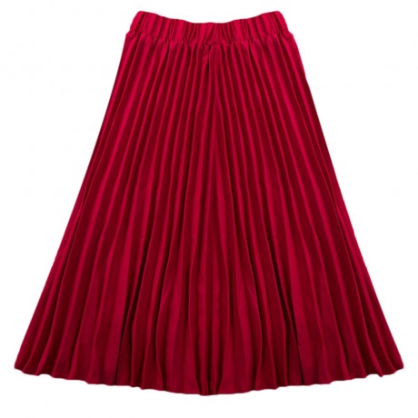 VINTAGE HIGH ELASTIC WAIST PLEATED MIDI SKIRT FOR WOMEN