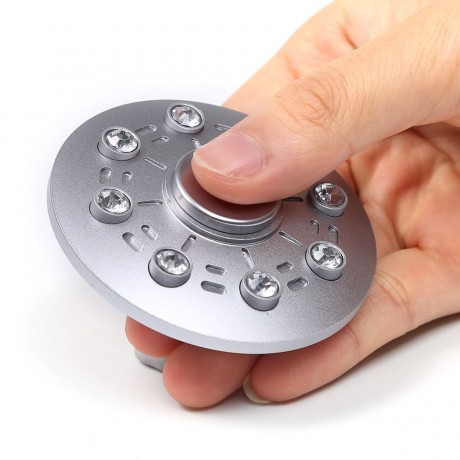 FAUX DIAMOND UFO SAUCER SHAPE FIDGET METAL SPINNER