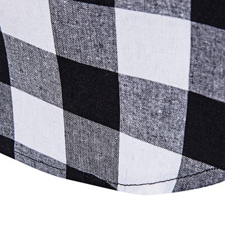 PU LEATHER PANEL SIDE ZIP UP PLAID LONGLINE T-SHIRT