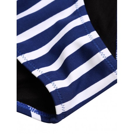 STRIPED RUFFLE HIGH WAISTED BIKINI SET