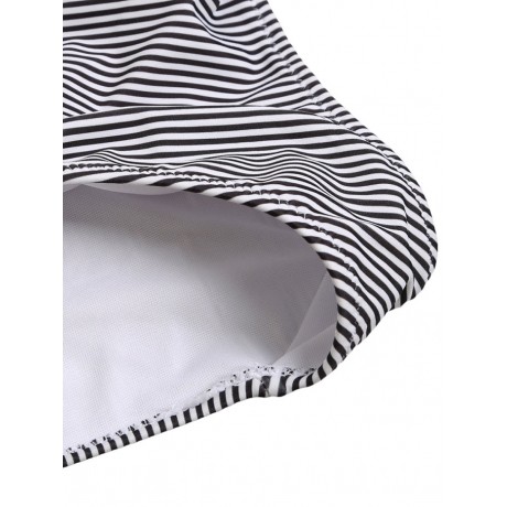 STRIPED RUFFLE HIGH WAISTED BIKINI SET