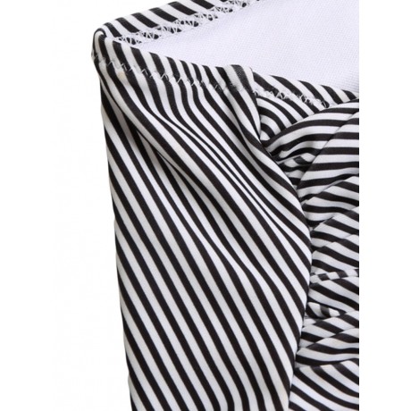 STRIPED RUFFLE HIGH WAISTED BIKINI SET