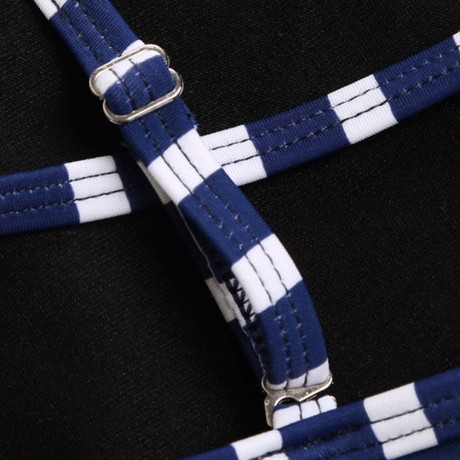 STRIPED RUFFLE HIGH WAISTED BIKINI SET