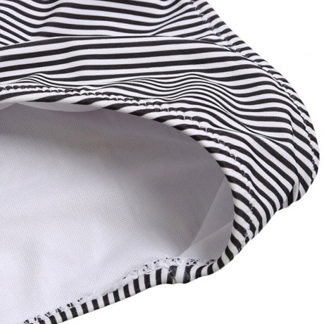 STRIPED RUFFLE HIGH WAISTED BIKINI SET