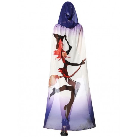 CHIFFON HALLOWEEN WITCH ELEMENT FESTIVAL HOODED CAPE
