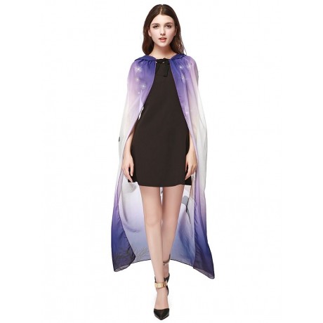 CHIFFON HALLOWEEN WITCH ELEMENT FESTIVAL HOODED CAPE