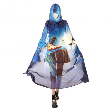 CHIFFON HALLOWEEN WITCH ELEMENT FESTIVAL HOODED CAPE