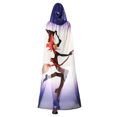CHIFFON HALLOWEEN WITCH ELEMENT FESTIVAL HOODED CAPE