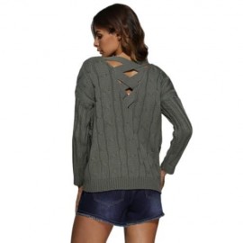 BRIEF STYLE V-NECK KNITTED LOOSE-FITTING PULLOVER FOR WOMEN (GRAY)