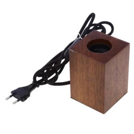 E27 MODERN MINIMALIST SOLID OAK LAMP SQUARE WOOD DESK LAMP WITH LED BULB (COFFEE)