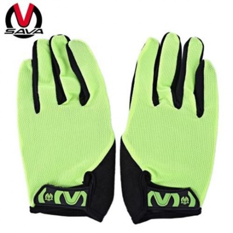 SAVA PAIRED SHOCK-ABSORBING FOAM PAD FULL FINGER BIKE GLOVE (GREEN)