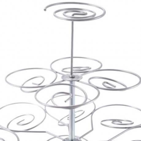 STAINLESS STEEL 4 TIERS 23 CUPS CUPCAKE STAND FOR DESSERT DISPLAY (SILVER)