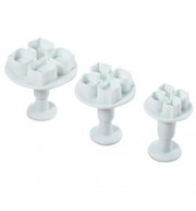 3PCS PLASTIC DIY HYDRANGEA FLOWER FONDANT CAKE MOULD PLUNGER CUTTER TOOL (WHITE)
