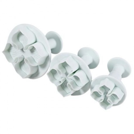 3PCS PLASTIC DIY HYDRANGEA FLOWER FONDANT CAKE MOULD PLUNGER CUTTER TOOL (WHITE)
