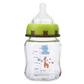 SNOW BEAR SWEET CARTOON ANIMAL PRINT 160ML LIP SIMULATION WIDE NECK GLASS FEEDING BOTTLE (